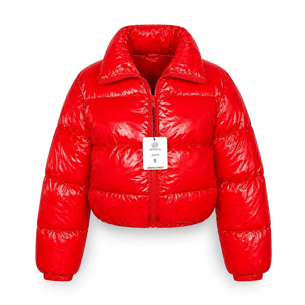 Ame Belle Women's Short Shiny Cropped Puffer Jacket - Picture 2 of 6